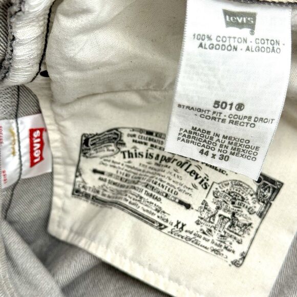 VTG Levis 501 Jeans Mens 44x30 Gray Button Fly Straight Leg Red Tab Mexico - Picture 11 of 15